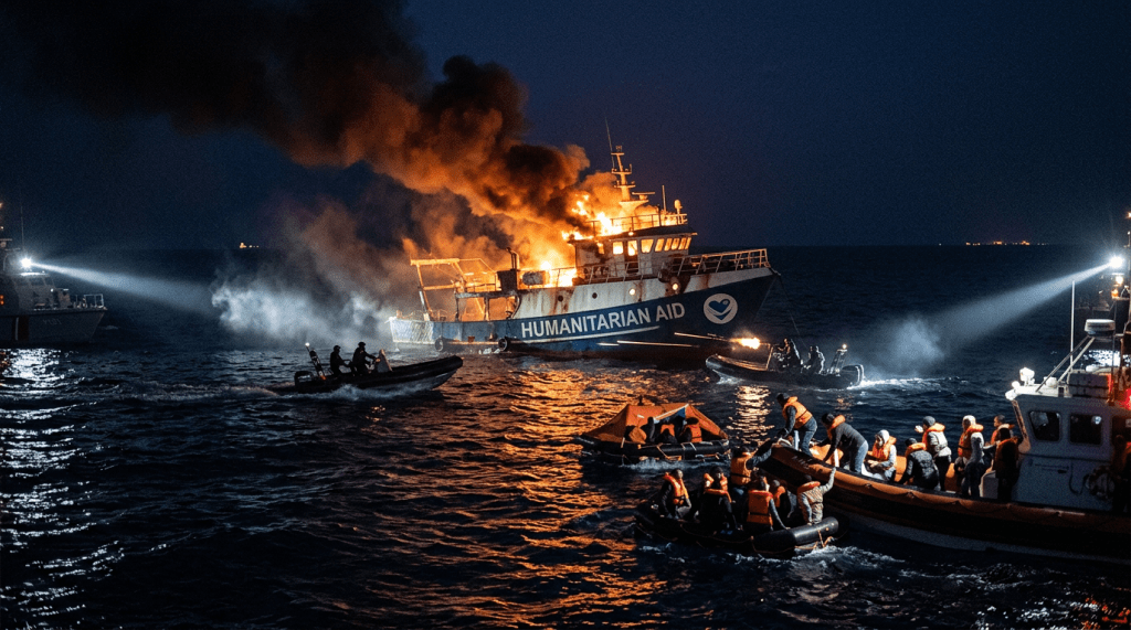 Night attack on aid boats in Mediterranean